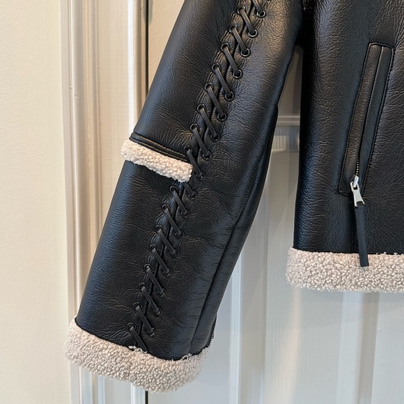 Jonathan Simhkai Corrine Vegan Sherpa Moto Jacket - Picture 8 of 16